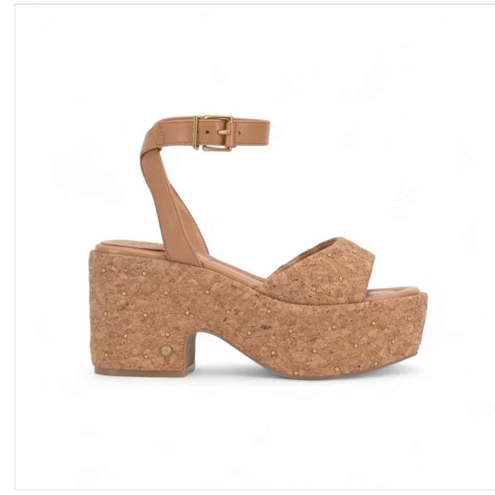 Sold Out Vince Camuto Summer Tan Cork Platform Comfy Sandals Heels Shoes - Picture 8 of 16